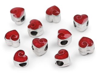 Kovové korálky s velkým průvlekem srdce 10x10 mm 2 kusy