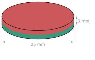 Magnet 25 mm FE-KT-25-03 balení obsahuje 10 kusů