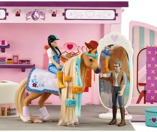 Schleich butik pro koně (koník, 2 figurky + doplňky)