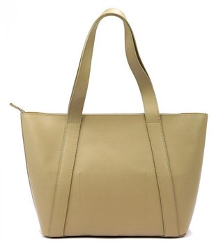 Kožená velká dámská shopper kabelka přes rameno tmavě béžová
