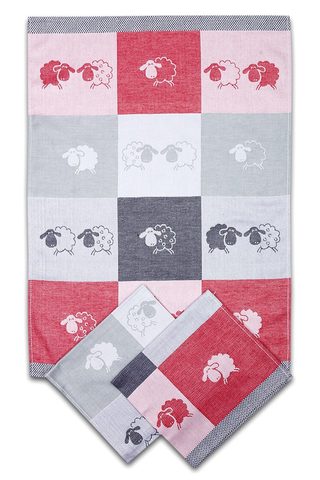 Utěrka Extra savá 50x70 Ovečky kostka červená - 3 ks