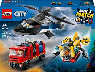 LEGO City remix 3v1: helikoptéra, hasičský vůz a ponorka 60462