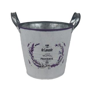 Květináč plechový motiv levandule K4595/3 - Round:16.5x15-18.5 Bottom:12