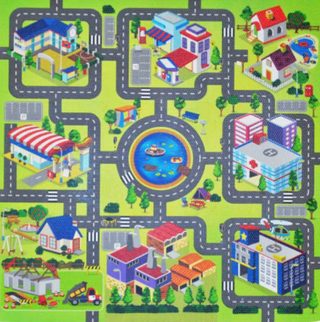 Pěnové baby puzzle Město (9 ks, podložka na zem)