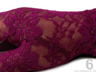 Společenské rukavičky 43 cm krajkové fuchsiové