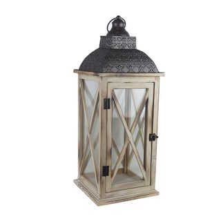 Dřevěná lucerna D6496/B vysoká dekorační 61cm vintage
