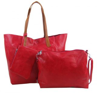 Velká červená shopper dámská taška s crossbody uvnitř