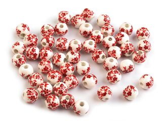 Porcelánové korálky s květy Ø6 mm 10ks