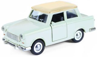 Auto retro Trabant kovový model zpětný chod 4 barvy v krabičce