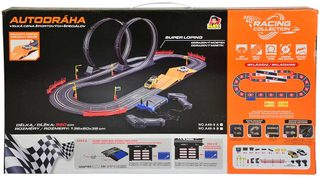 Autodráha policejní honička 5,6 m (2 auta, můstek, loopingy, trafo)