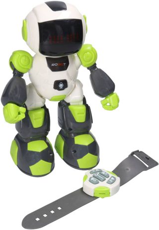 RC robot na vysílačku (chodí, tančí, nahrává; světlo, zvuk, baterie)