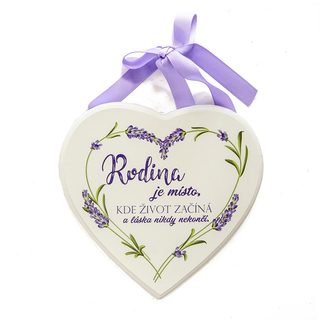 Srdce dřevo bílé "Rodina je..." - 17 x 16 cm