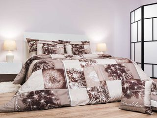 Bavlněné povlečení Pampelišky 3D hnědé 140x200, 70x90 cm