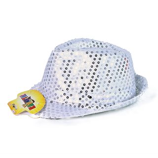 Klobouk disco stříbrný s LED