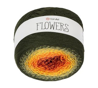 Příze Flowers Zelená,Oranžová 302