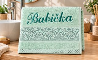 Froté ručník orchidea s výšivkou BABIČKA Zelená 76/051