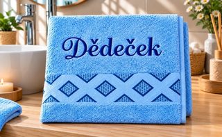 Froté ručník kolekce Diamant s výšivkou Dědeček Modrá D/425