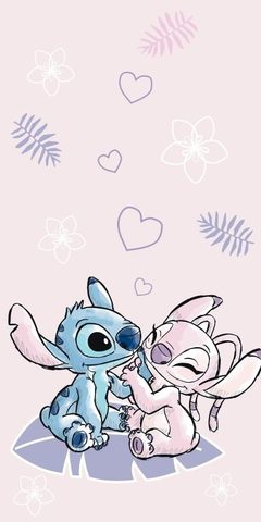 Osuška Lilo and Stitch pink Bavlna - Froté, 70/140 cm