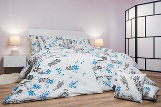 Krepové povlečení Agáta denim na bílém podkladu 140x200, 70x90 cm