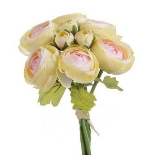 Ranunculus svazek - krémová s růžovým středem