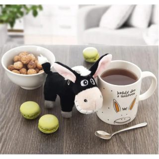 Hrnek porcelánový + plyšový oslík 0,39 l O0319 - dia 8 x 9,5 cm