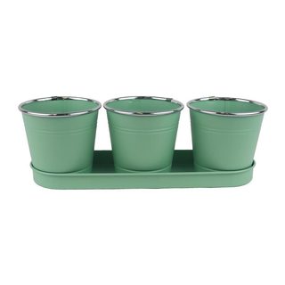 Sada 3 květináčů s táckem K3005-15 - 33 × 11 × 10.6 cm
