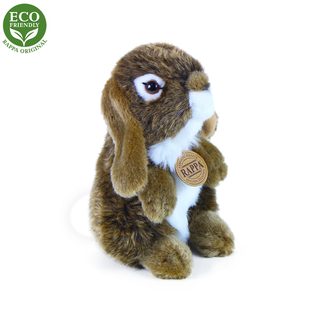plyšový zajíc hnědý stojící , 18 cm