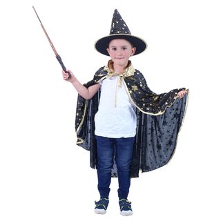 Plášť černý s kloboukem Čaroděj / Čarodějnice / Halloween