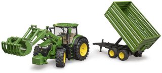 Bruder John Deere 7R 350 (čelní nakladač + přívěs) 03155