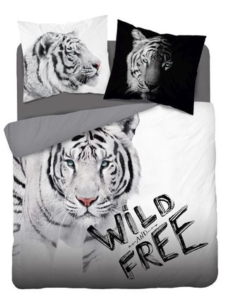 Povlečení Bílý Tygr Wild Free Bavlna, 220/200, 2x70/80 cm