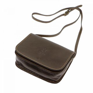 Kožená malá dámská crossbody kabelka tmavě hnědá