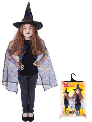 Kostým pro děti čarodějnice/halloween - plášť + klobouk