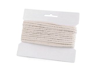Oděvní šňůra / bavlněná příze / knot Ø5 mm splétaná 10 metrů