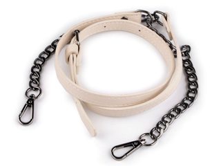 Koženkový popruh / ucho s řetízkem a karabinami na kabelku délka 115-130 cm