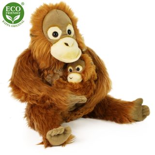 Plyšový orangutan s mládětem 25 cm