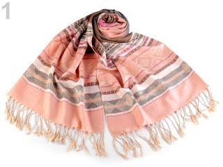 Šála typu pashmina s třásněmi 70x180 cm
