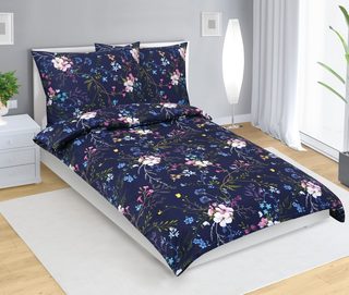 Povlečení bavlněné Tmavě modrá,Růžová 90/597