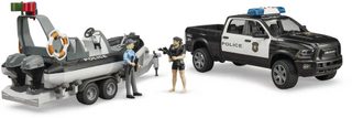 BRUDER 02507 Auto RAM Policie herní set s člunem a 2 figurkami