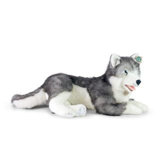Velký plyšový pes husky ležící 60 cm ECO-FRIENDLY