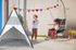 Dětské teepee 120×120×150 cm (šedé, okno)