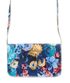 Kožená bílá dámská podélná crossbody kabelka v motivu květů