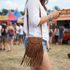 Festivalová kabelka se střapci imitace broušené kůže 15x20 cm