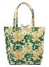 Kožená dámská velká kabelka s motivem květů zelená
