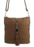 Malá crossbody dámská kabelka s přívěskem 1994-BB přírodní hnědá