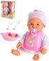 Panenka miminko smějící se 35cm jídlení set s bryndákem na baterie Zvuk