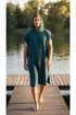 Pánské vaflové pončo s kapucí Saimaa petrolejová