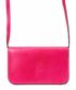 Kožená malá dámská podélná crossbody kabelka fuchsiově růžová