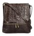 Kožená dámská crossbody kabelka v kroko designu tmavě hnědá