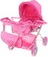 Kočárek pro panenku 3v1 hluboký růžový (taška, puntíky)