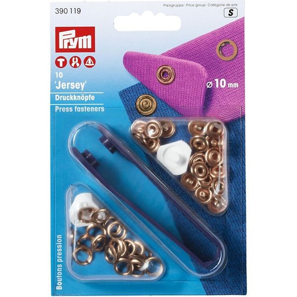 Knoflík stiskací JERSEY 10 mm MĚĎ